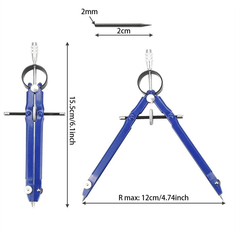 Image secondaire de PERFETSELL 2 pièces ensemble de boussoles métal noir bleu boussole à réglage rapide boussole scolaire avec broche d'entraînement