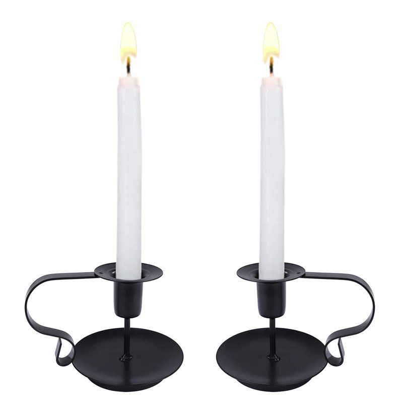 Bougeoirs Détenteur, Chandelier Vintage en Fer Forge Chamberstick avec Poignée pour Dîner Table et Pièces Maîtresses Saint-Valen