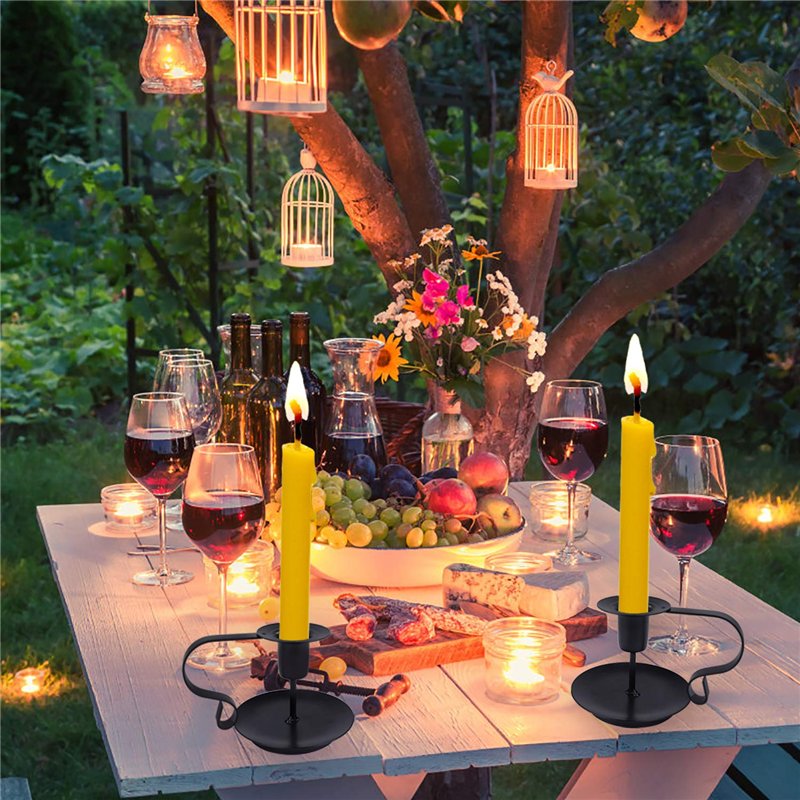 Image secondaire de Bougeoirs Détenteur, Chandelier Vintage en Fer Forge Chamberstick avec Poignée pour Dîner Table et Pièces Maîtresses Saint-Valen