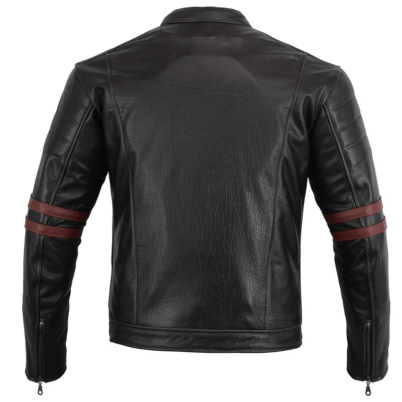 Image secondaire de Bikers Gear UK veste de Moto couleur Black & Oxblood en cuir travaille Blouson modèle Café Racer Hybrid avec Protection approuvé