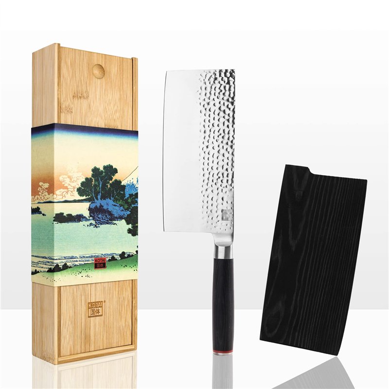KOTAI | Hachoir Chinois | Coupe Légumes, Viandes | Feuille de Boucher | Couteau de Boucher | Lame de 19 cm | Martelé et Aiguisé 