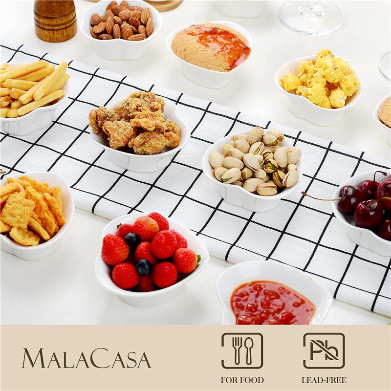 Image secondaire de MALACASA 12 pièces Ramequin Bol à Sauce Tapas Coupelle à Dessert 10 * 9.5 * 3cm Porcelaine Blanc Ivoire