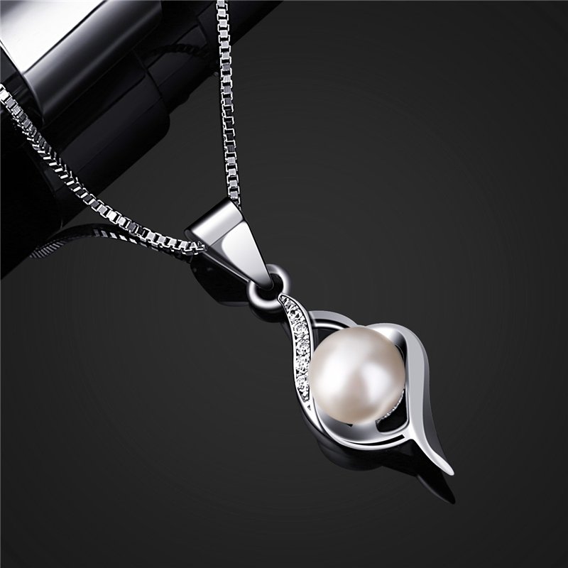 Image secondaire de B.Catcher Collier en Argent 925 Pendentif incrusté avec Perle Perle d’Eau Douce Saint-Valentin Cadeau Parfait