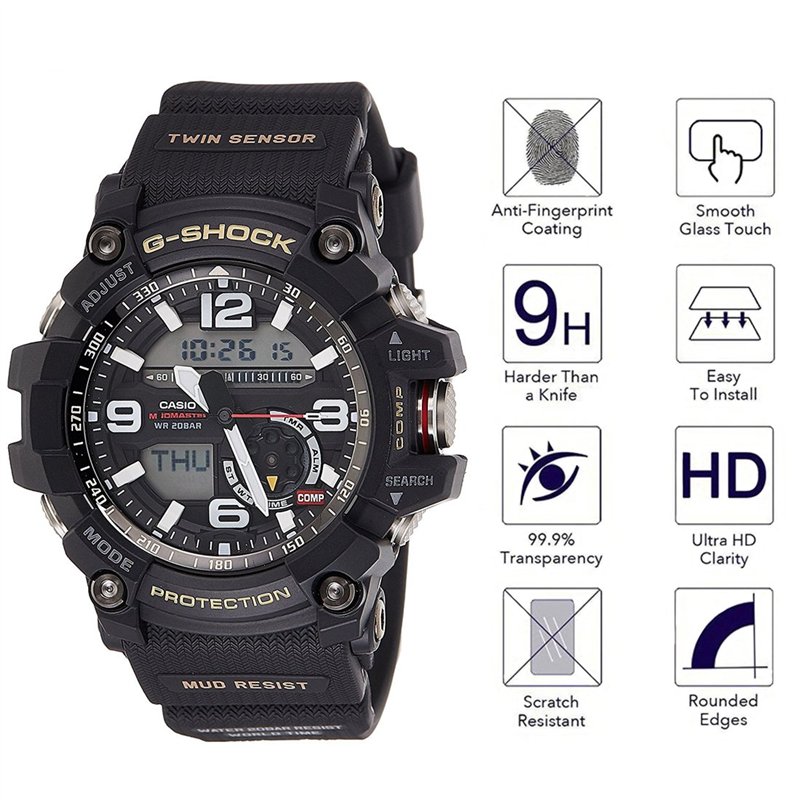 Image secondaire de Youniker Lot de 3 Verre Trempé pour Casio G Shock Compatible avec GG-1000 Montre Protecteur d'écran, Film de Protection écran en