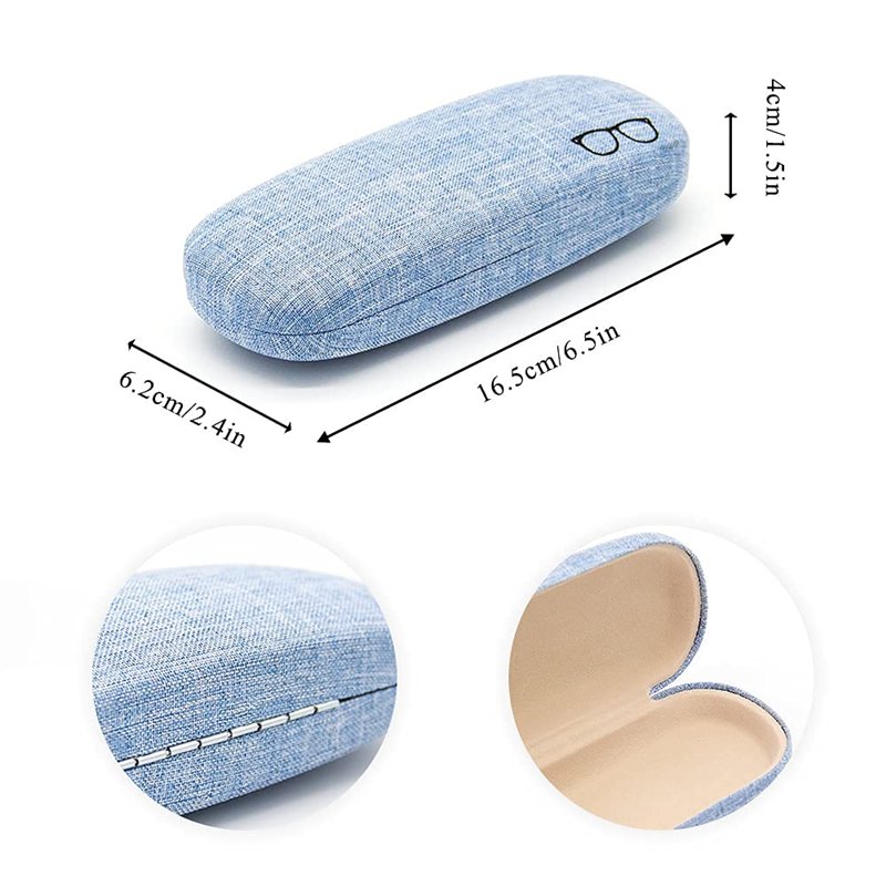 Image secondaire de Sixfolo 2 Pièces Étuis à Lunettes Toile de Lin Etui Lunettes Rigide pour Femme Homme Enfant Aîné Lunettes Boîte de Protection