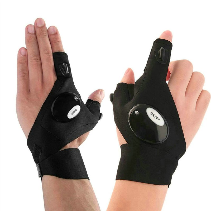 GuDoQi Gants de Pêche Extérieur Gants de Lampe de Poche LED pour Réparer et Travailler dans Les Ténèbres, la Pêche, Le Camping e