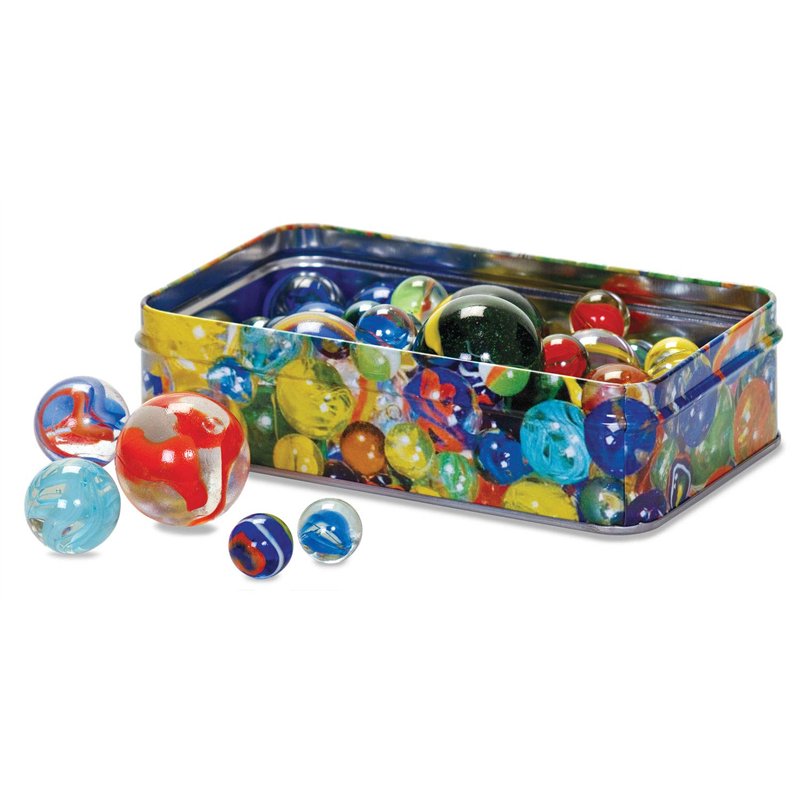 Tobar - 15237 - Boîte métalique décorée avec 60 billes assorties, Modèles et Couleurs Assortis