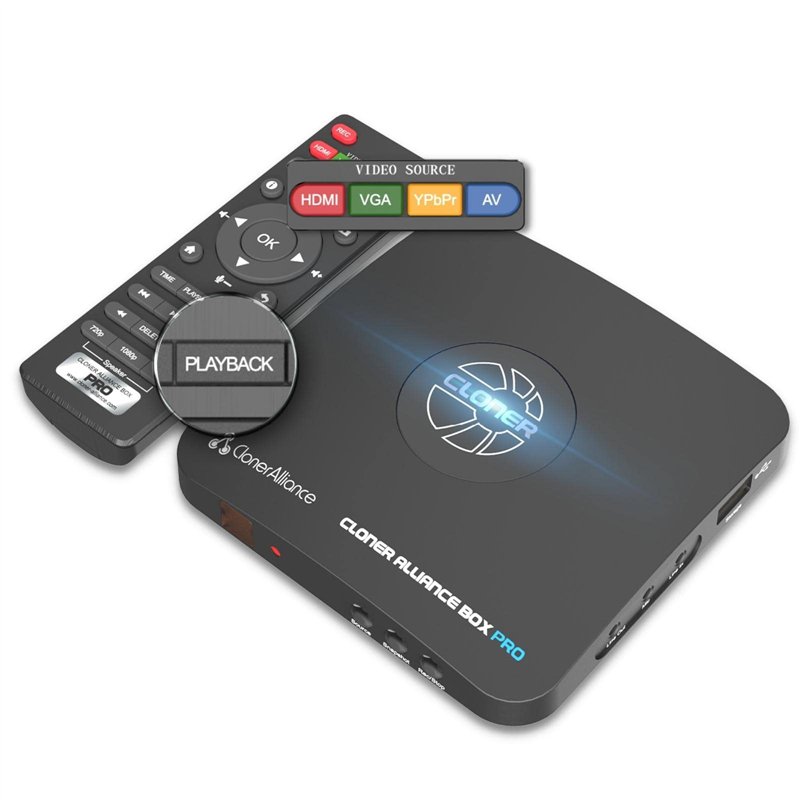 ClonerAlliance Box Pro, enregistreur vidéo 1080p@60fps, DVR avec Capture HDMI, Lecture sur TV. Convertisseur RCA/YPbPr/VGA vers