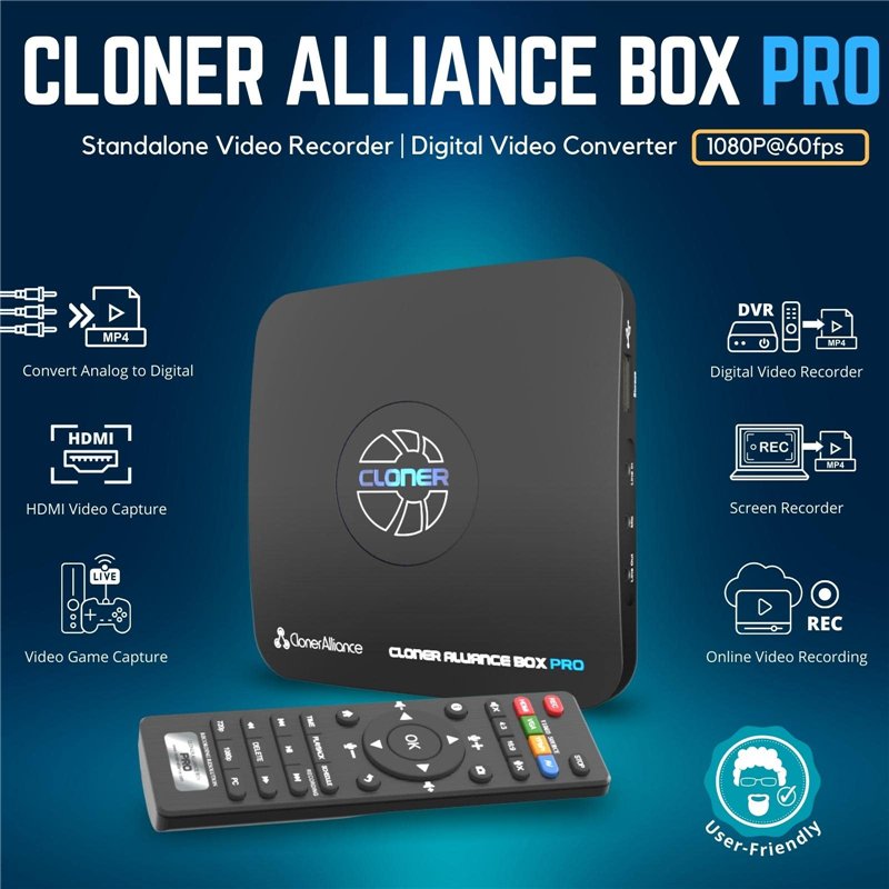 Image secondaire de ClonerAlliance Box Pro, enregistreur vidéo 1080p@60fps, DVR avec Capture HDMI, Lecture sur TV. Convertisseur RCA/YPbPr/VGA vers