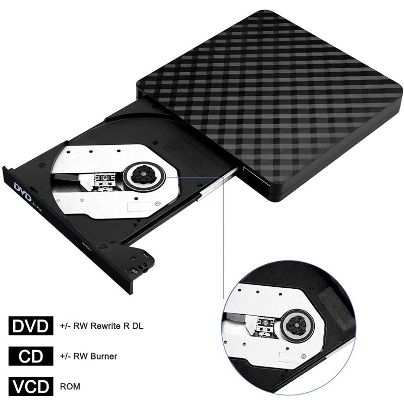 Image secondaire de Lecteur CD DVD Externe USB 3.0, Graveur CD DVD Externe CD/DVD /-RW/ROM Transmission à Grande Windows 10/8 / 7 / XP/Vista/Linux/M