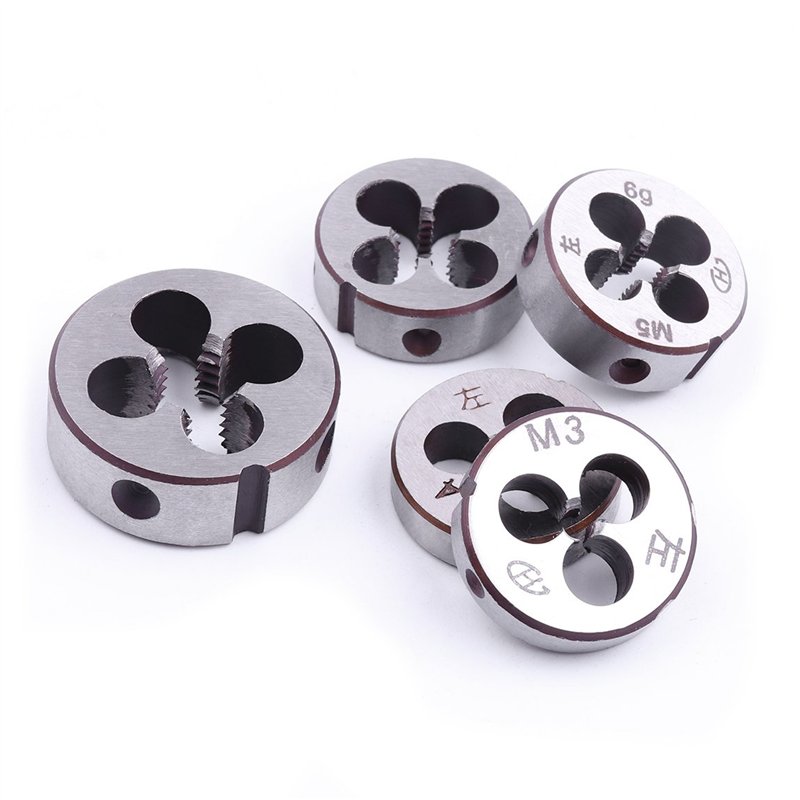 ATOPLEE Filières métriques,Lot de 5 pcs métrique Die Ensemble de clés à gauche Filetage à la main machine, M3 x 0,5 mm M4 x 0,7