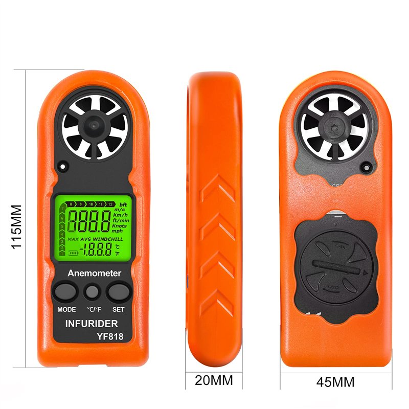 Image secondaire de Anémomètre Numérique Portable, INFURIDER YF818 Anémomètre Digital LCD Vitesse du Vent de Mètre Indicateur Mesure la vitesse du vent