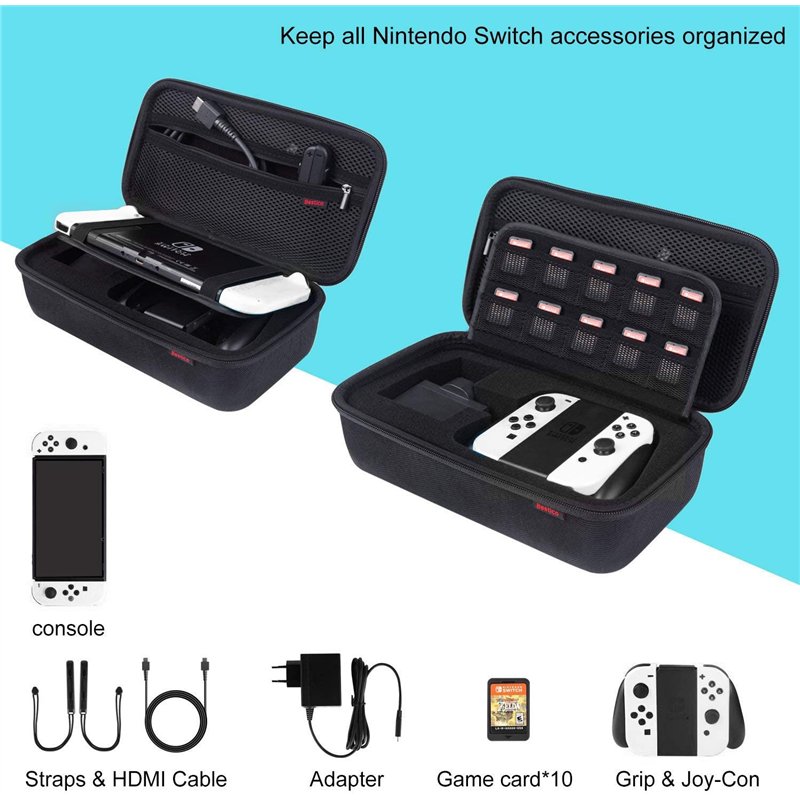 Image secondaire de Bestico Etui pour Nintendo Switch/Switch OLED - Housse de Transport pour Nintendo Switch avec 10 Porte Jeux pour la Nintendo Switch