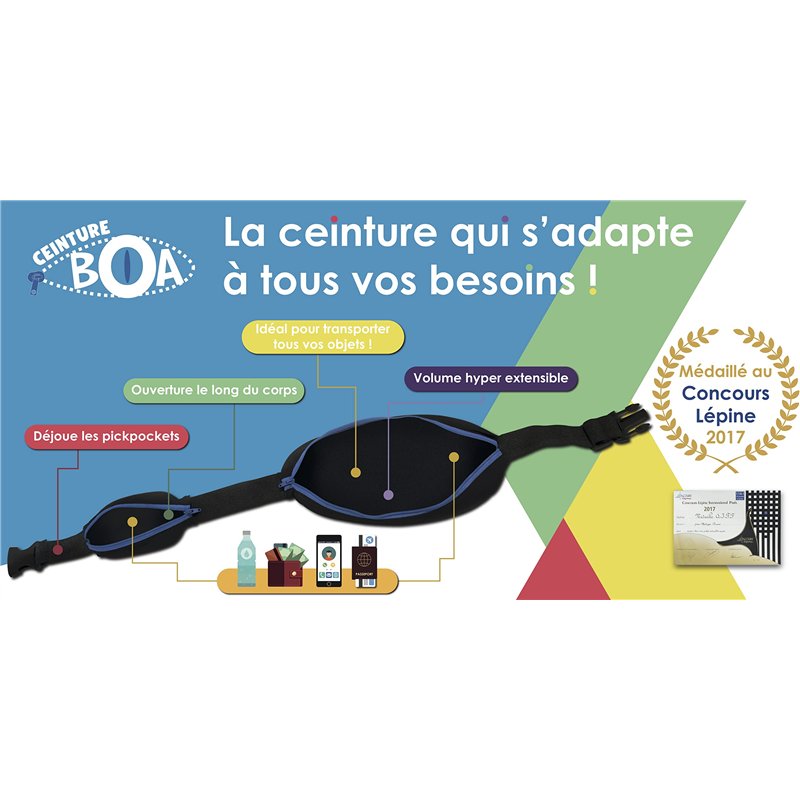 Image secondaire de Ceinture BOA L'Original Rose Taille L-XXL - 2 Poches Ultra Extensibles - Sport, Course à Pied, Jogging, Equitation, Fitness, Voy