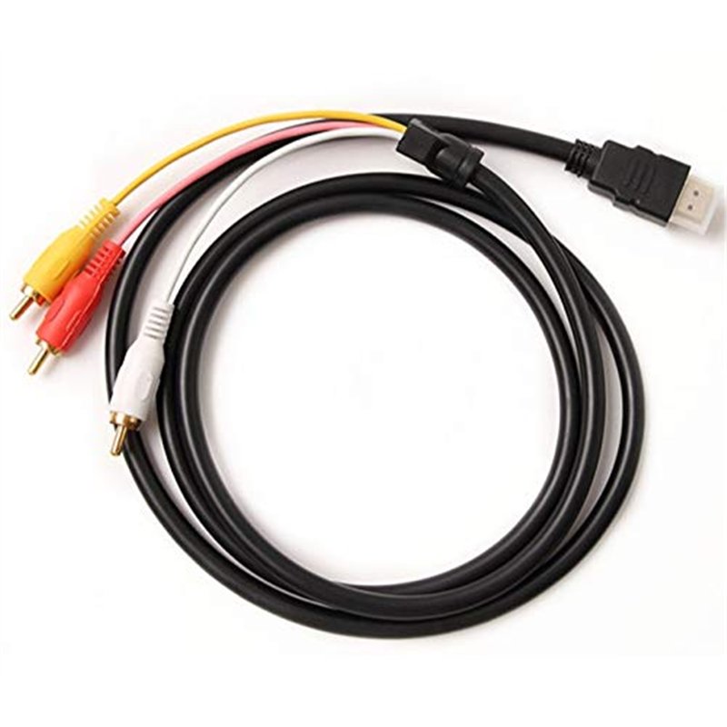 Yiany Câble HDMI vers RCA, 1080P HDMI mâle vers 3 RCA Audio Vidéo Câble Adaptateur convertisseur de Composants AV pour TV HDTV D