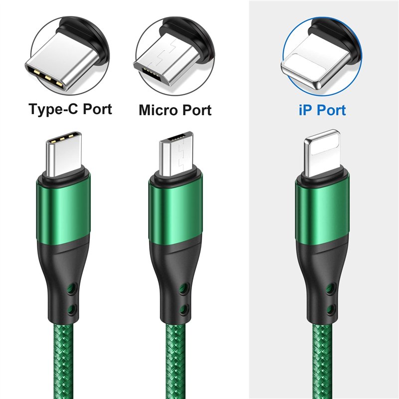 Image secondaire de RAVIAD Câble Multi USB, 3 en 1 Multi Chargeur USB Câble en Nylon Tressé avec Micro USB Type C Lightning Connecteurs pour iPhone,