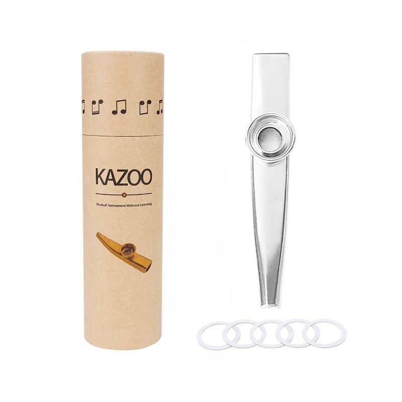 Alnicov Kazoo en alliage d'aluminium avec 5 diaphragmes de flûte kazoo et une belle boîte pour instruments de musique, ukulélé