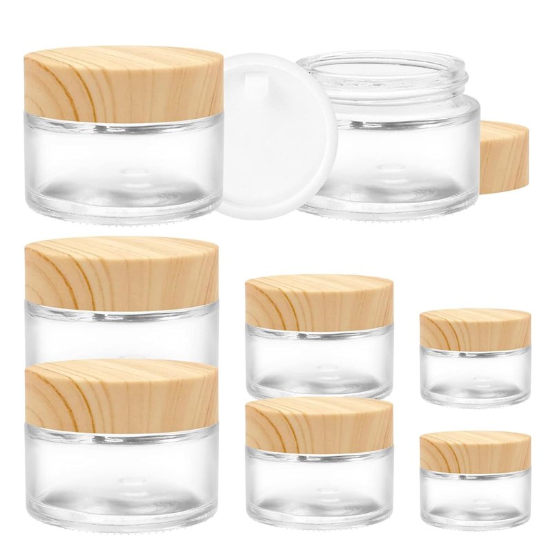 Bouteille en Verre Dépoli,Zuzer 6pcs Pot en Verre Cosmétique Vide Conteneurs Cosmétiques Pot Cosmétique avec Couvercle Pour Les