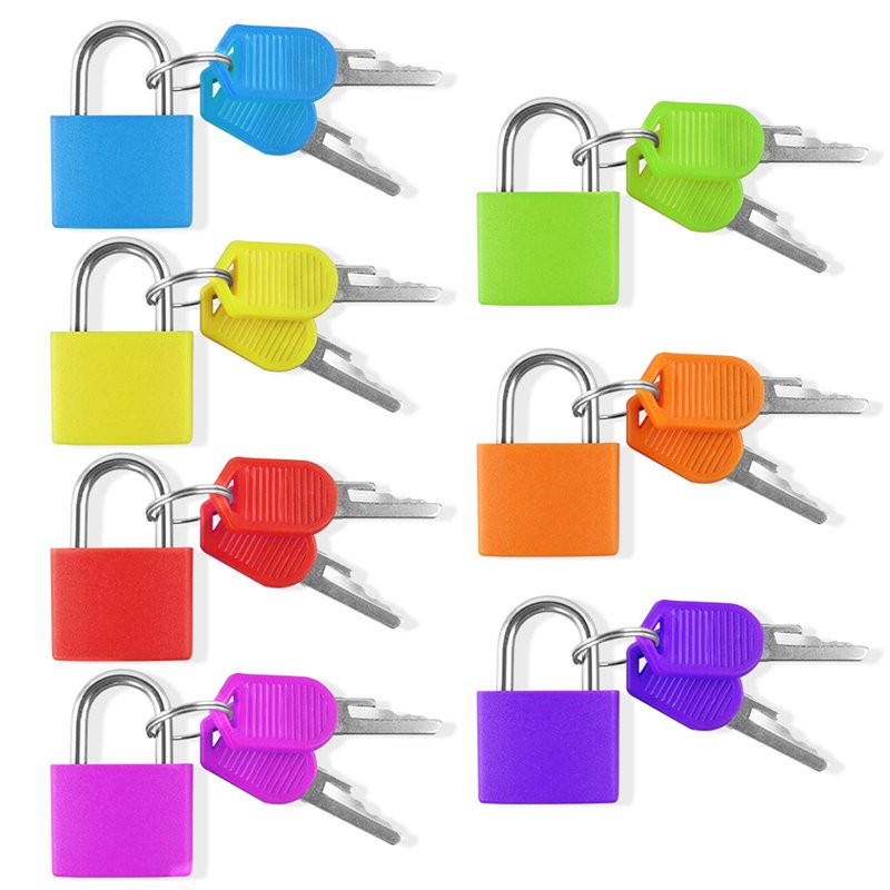 Cadenas Valise avec Clé, 7 Pcs Mini Cadenas à Bagage, Multicolore Cadenas Valise pour Bagage Valise, Petit Cadenas Clef Mini Cad