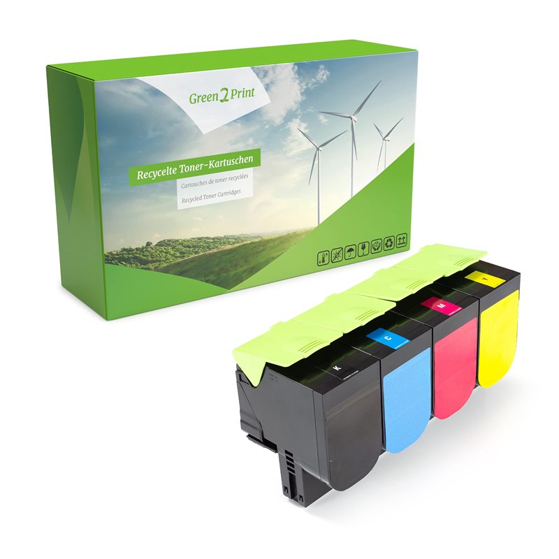 Green2Print Toner Set, 4 Cartouches 1x 2500, 3X 2000 Pages Toner pour Lexmark CX310N, CX310DN, CX410DE, CX410DTE, CX410E, CX510D