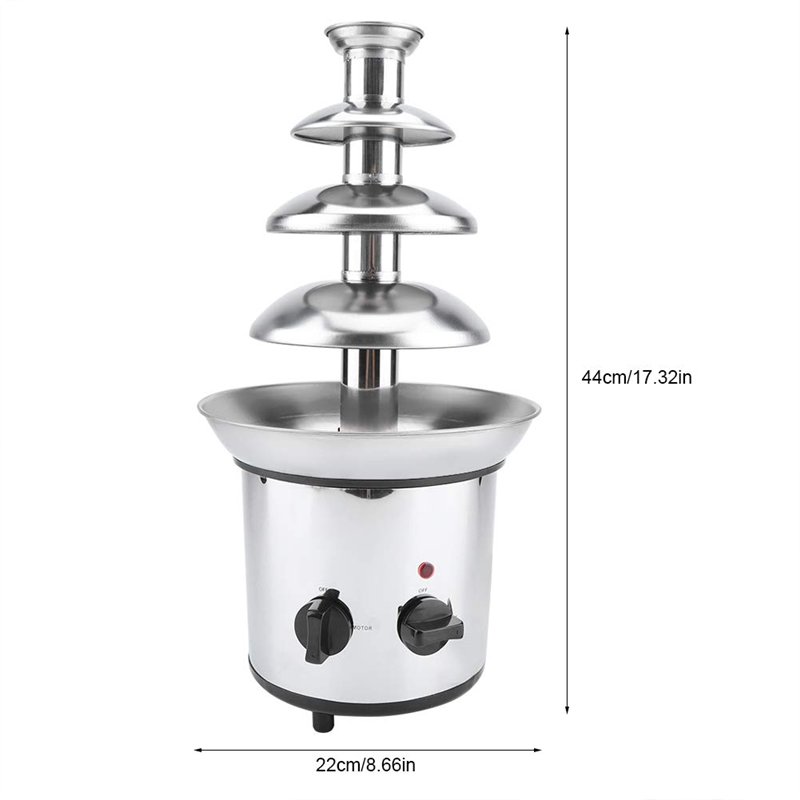 Image secondaire de Fontaine à Chocolat en Acier Inoxydable, Fontaine à Chocolat Chaud et Liquide à 4 Étages pour Brunch, Fêtes, Noël, l'anniversaire
