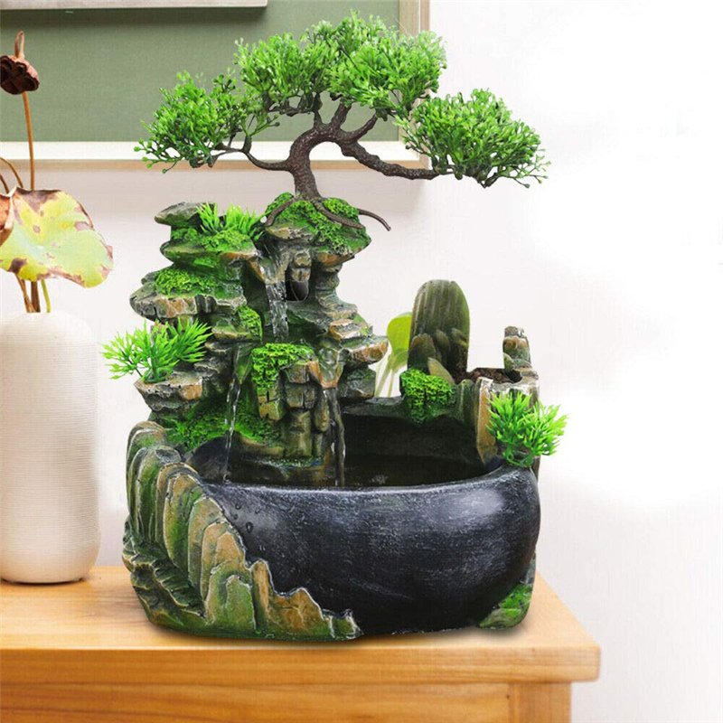 Kaibrite Fontaine d'intérieur en résine avec cascade de méditation zen pour la maison, le bureau, la chambre à coucher