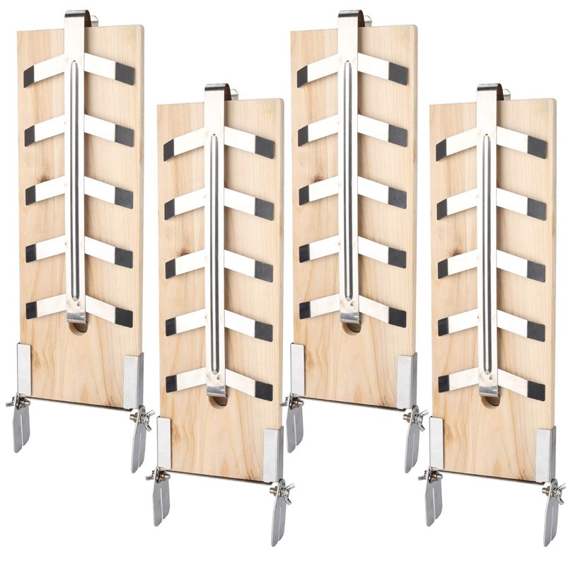 Einfeben Lot de 4 planches à saumon flammé avec supports inclinables en acier inoxydable pour braseros, barbecue, barbecue d'ext