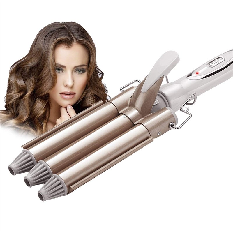 MENQANG Fer à boucler onduler, 3 Barils Fer à Onduler Fer à onduler Grandes Bigoudis pour Cheveux Long/Courts pour Femme Diamètre