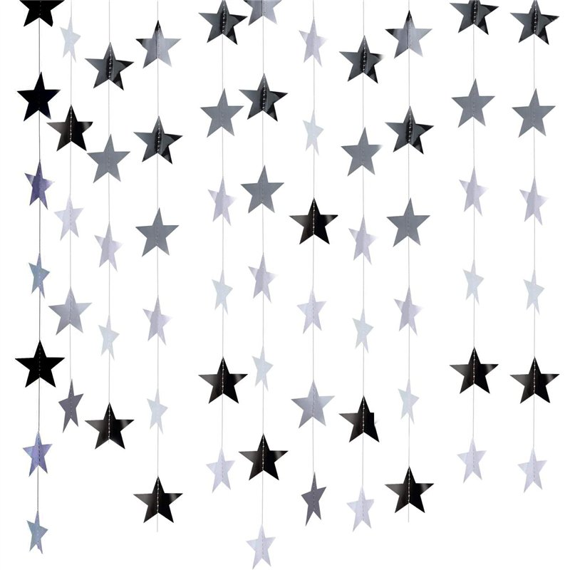 NITAIUN 65 Pieds en Forme d'étoile Papier Guirlande, Bannière de Guirlande en Papier Etoile Réfléchissante, Papier Guirlandes Et