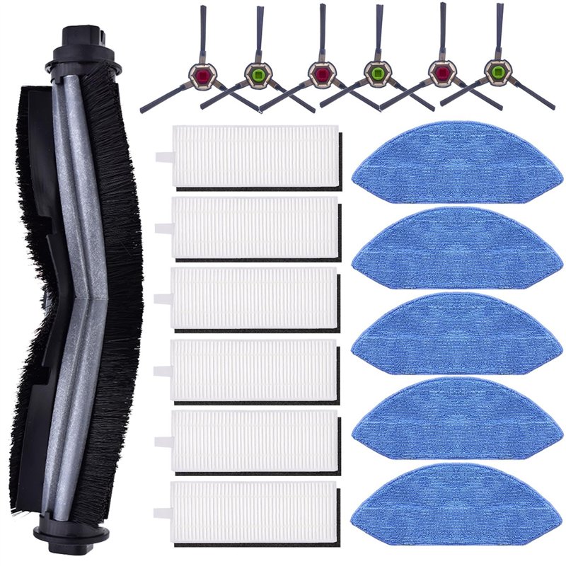 Chuancheng Lot de 18 accessoires pour aspirateur robot Ecovacs Deebot OZMO U2 DGN22 U2 Pro, 1 brosse principale, 6 brosses latérales