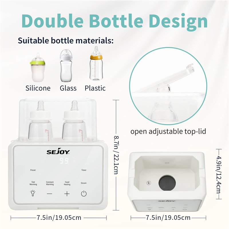 Image secondaire de Sejoy Chauffe-biberon pour bébé, 6 en 1, lait maternel, chauffe-lait maternisé, chauffage des aliments pour bébés, chauffe-lait