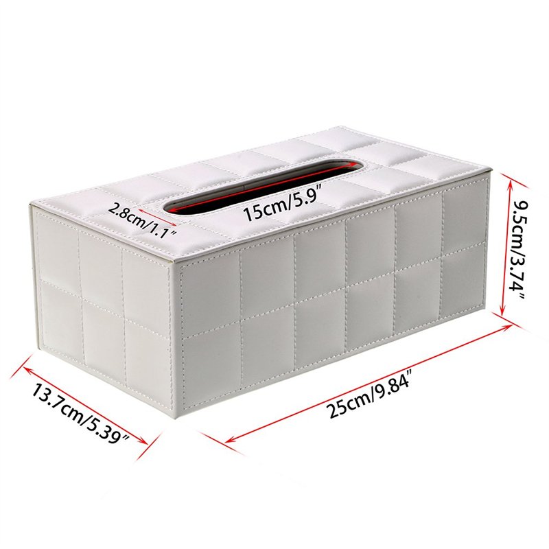 Image secondaire de SUMNACON Distributeur/Boîte à Mouchoir Rectangulaire avec PU Cuir, Sobre, Joli pour la Famille, Le Bureau, la Tablette (Blanc)