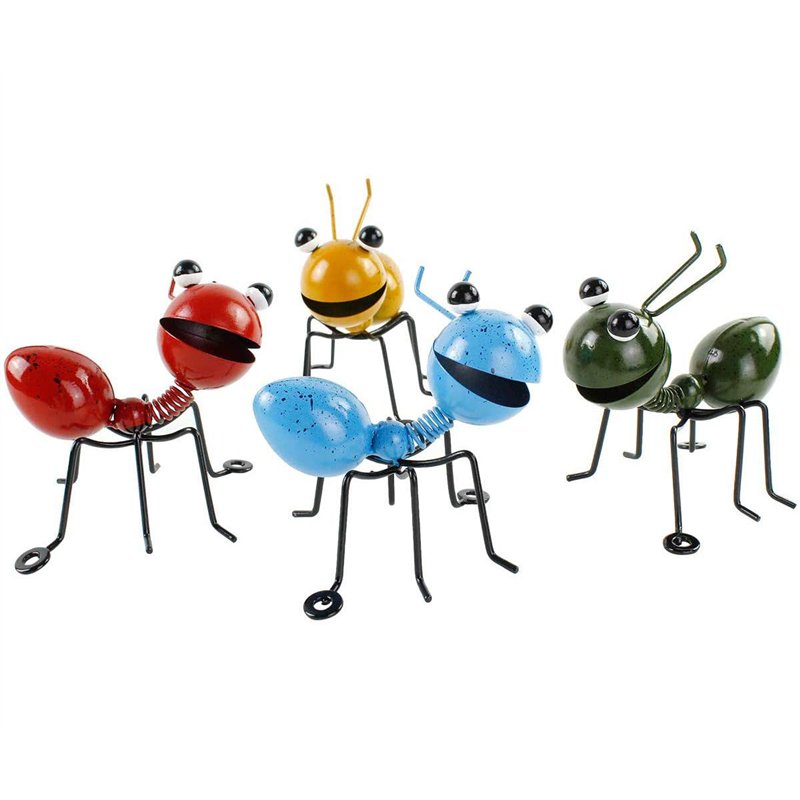 YiYa 4 pièces Décoration de Fourmis en métal Décoration Murale Fourmi Décoration de Jardin pour Fourmis Insectes Mignons et colorés