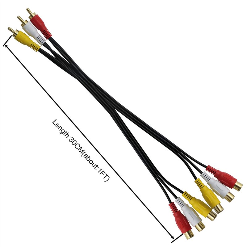 Image secondaire de GINTOOYUN Câble répartiteur audio vidéo 3 RCA mâle vers 6 RCA femelles, adaptateur composite pour TV, DVD, décodeur, etc. - 0,3