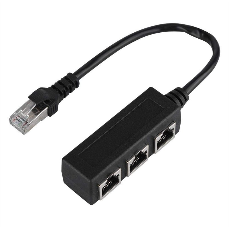 Jadpes Câble d'extension de câble réseau Un à Trois, Adaptateur de câble de rallonge Ethernet 1 mâle à 3 Femelles répartiteur de