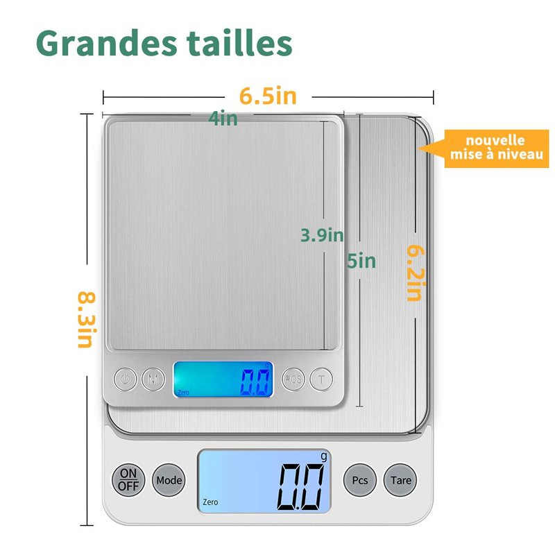 Image secondaire de KUBEI Taille extra large Balance de alimentaire 5kg/0.1g Rechargeable par USB Numérique Balance de Cuisine,PréCision Balance Éle