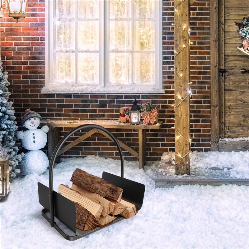 Image secondaire de Amagabeli Panier à bûches 45 x 30 x 43cm Porte-bûches de cheminée panier bois de chauffage panier porte buche cheminee Support À
