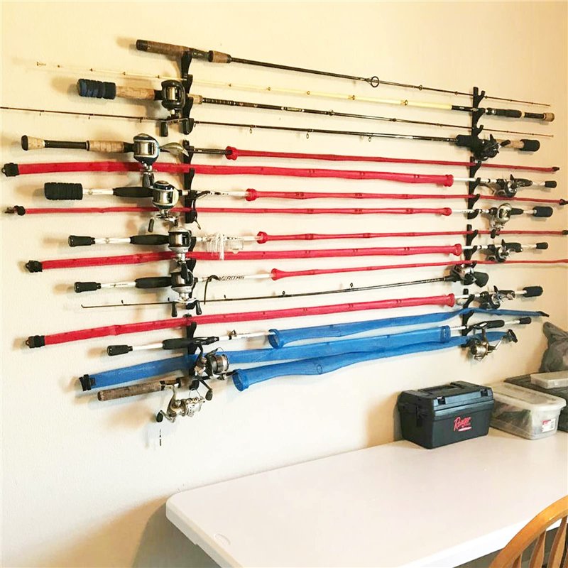 Image secondaire de AUXPhome Support horizontal pour canne à pêche, plastique, ouverture de 3,8 cm, peut contenir 4 cannes, assemblage facile, gain