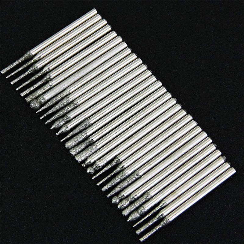 Image secondaire de KBNIAN 90 PCS Fraises Diamantées 3mm Tige 120 Grains Meule Foret Meche Diamant de Gravure Sculpture Forme Percer Outil à Limer P