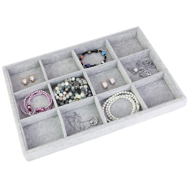 Image secondaire de DECARETA Boîte à Bijoux offret à Bijoux 12 Compartiments en Velours Présentoir à Bijoux pour Stockage Colliers, Bagues, Boucles 
