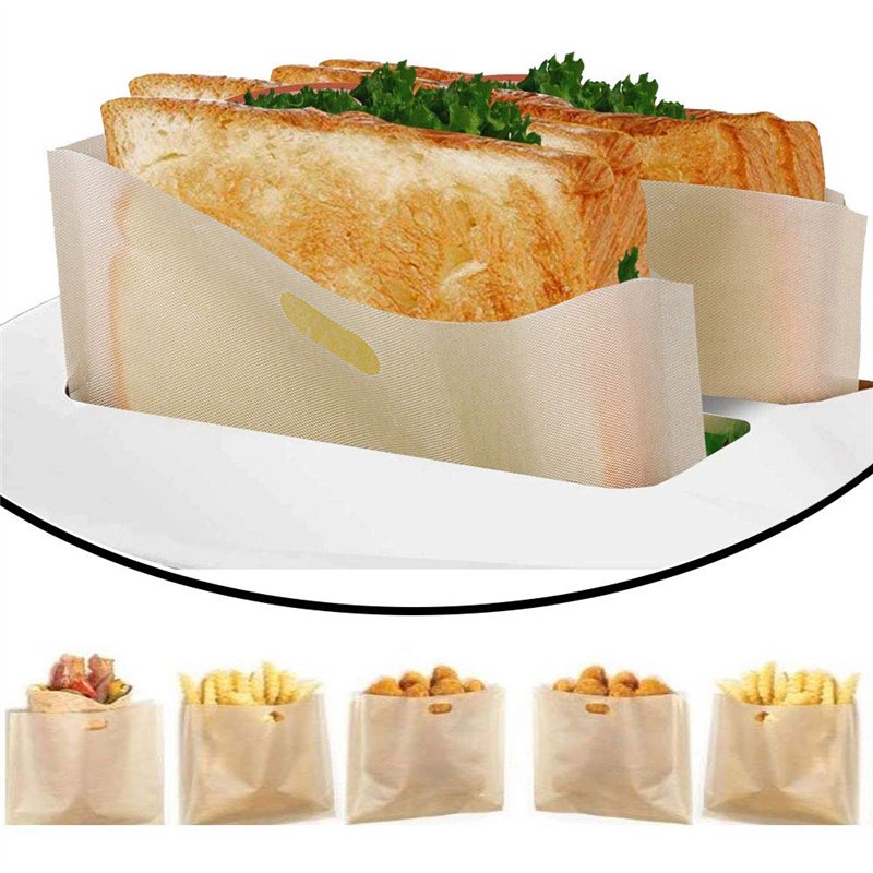 DECARETA 6 pcs Sac pour Grille-pain Sacs à Toasts Résistance à Haute Température Sac de Cuisson pour Grille-pain, Micro-ondes,Fo