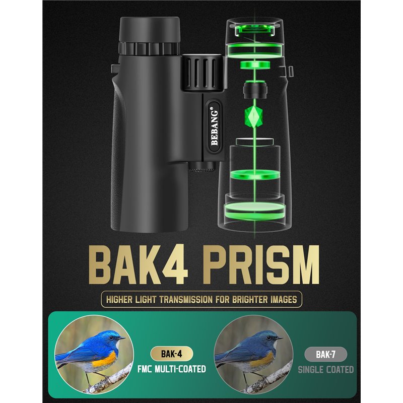 Image secondaire de BEBANG Jumelles pour Adultes Puissante 10x42 Jumelles Bak4 Prism, FMC Lentille, Imperméable pour Observation des Oiseaux Voyage