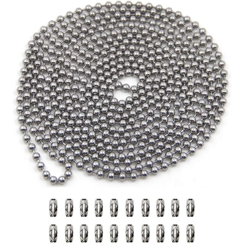 6M Chaîne à Billes, BetterJonny Chaîne en Acier Inoxydable de 4,5 mm avec 20 Connecteurs Correspondants Chaîne Boule Chaîne à Ro