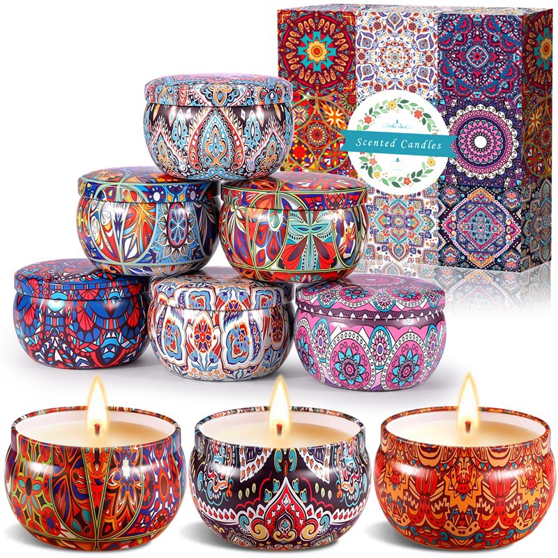BEYAOBN 9 Pièces Bougie Parfumée Ensemble Cadeau, Candle Parfumées en Cire De Soja Naturelle pour L'aromathérapie, Bath, Yoga, M