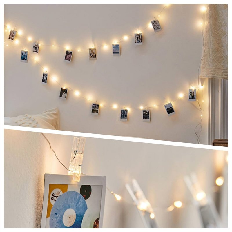 Image secondaire de Microwear Guirlande Photo,10M100LED 8Modes,Alimenté par USB ou Batterie,avec Télécommande,Lumineuse LED d'intérieur pour Chambre