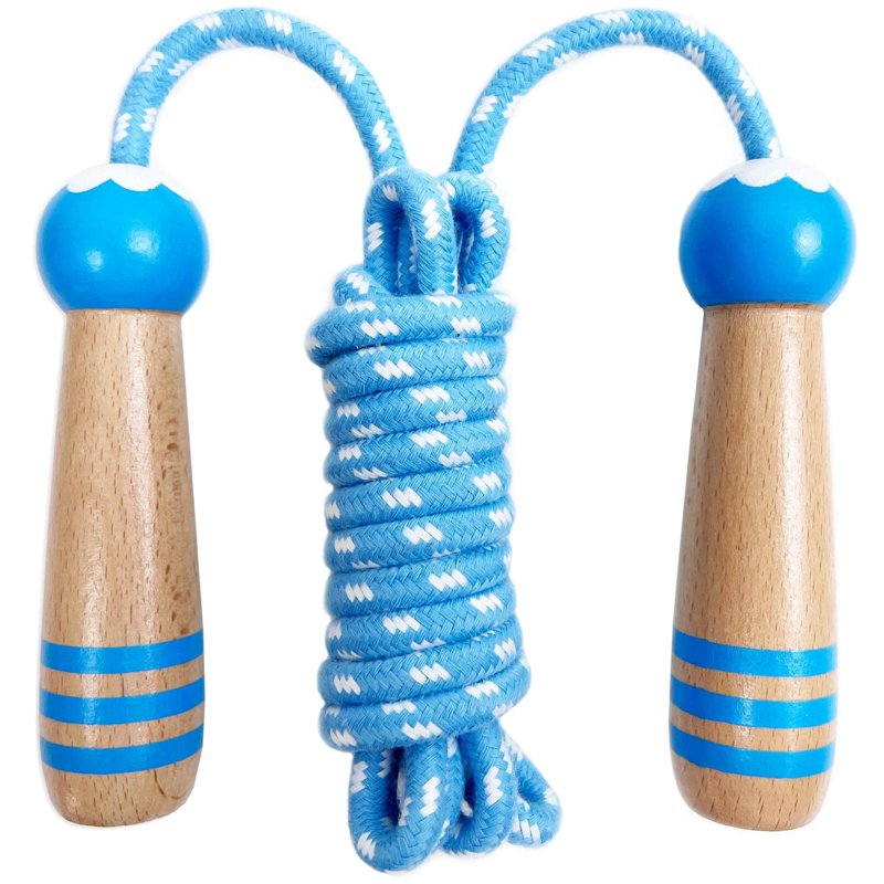 Corde à sauter réglable avec poignée en bois et coton tissé pour filles et garçons, corde à sauter pour adulte, fitness, entraîn