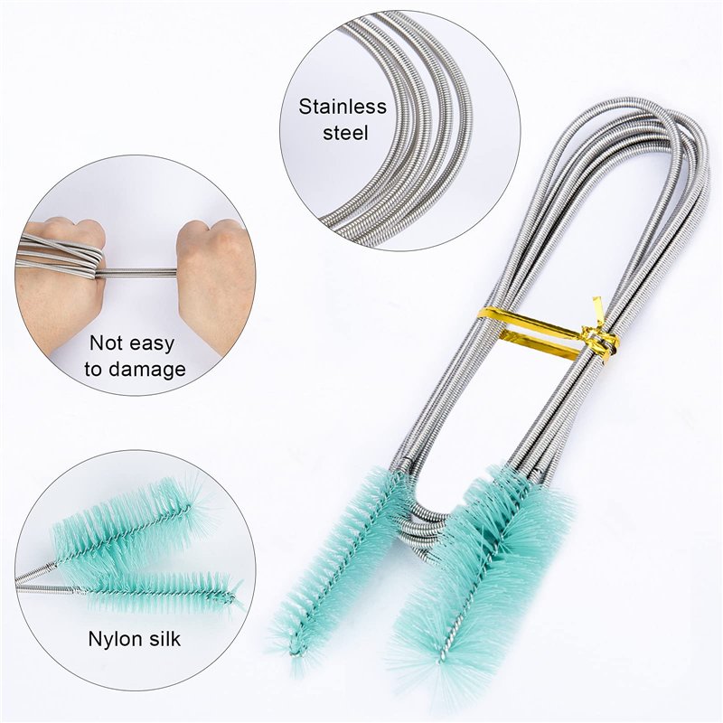 Image secondaire de ISIYINER Brosse de Nettoyage pour Aquarium, Flexible à Double Extrémité en Acier Inoxydable Brosse Aquarium Accessoires pour Aqu