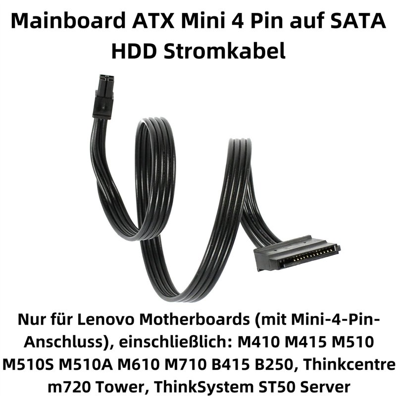Image secondaire de Bolwins Q81S Mini câble d'alimentation 4 broches vers SATA SSD 45 cm pour PC Lenovo M410 M610
