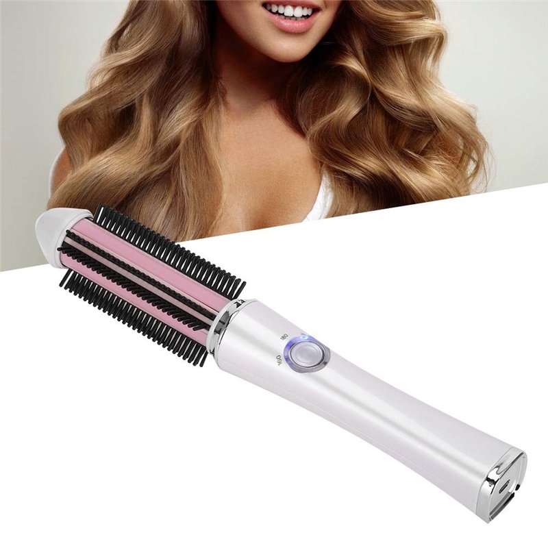 Sèche cheveux Brosse à air chaud, brosse à rouleau à cheveux, brosse pour fer à friser Lisseur rechargeable avec deux tensions F