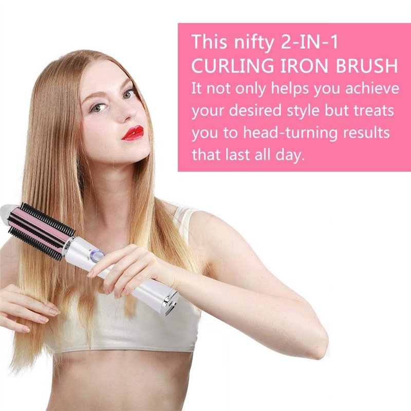 Image secondaire de Sèche cheveux Brosse à air chaud, brosse à rouleau à cheveux, brosse pour fer à friser Lisseur rechargeable avec deux tensions F
